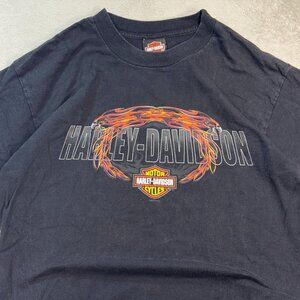 Y2K Harley-Davidson Flame Eagles Biker T-Shirt L Sweet Home Alabama Graphic